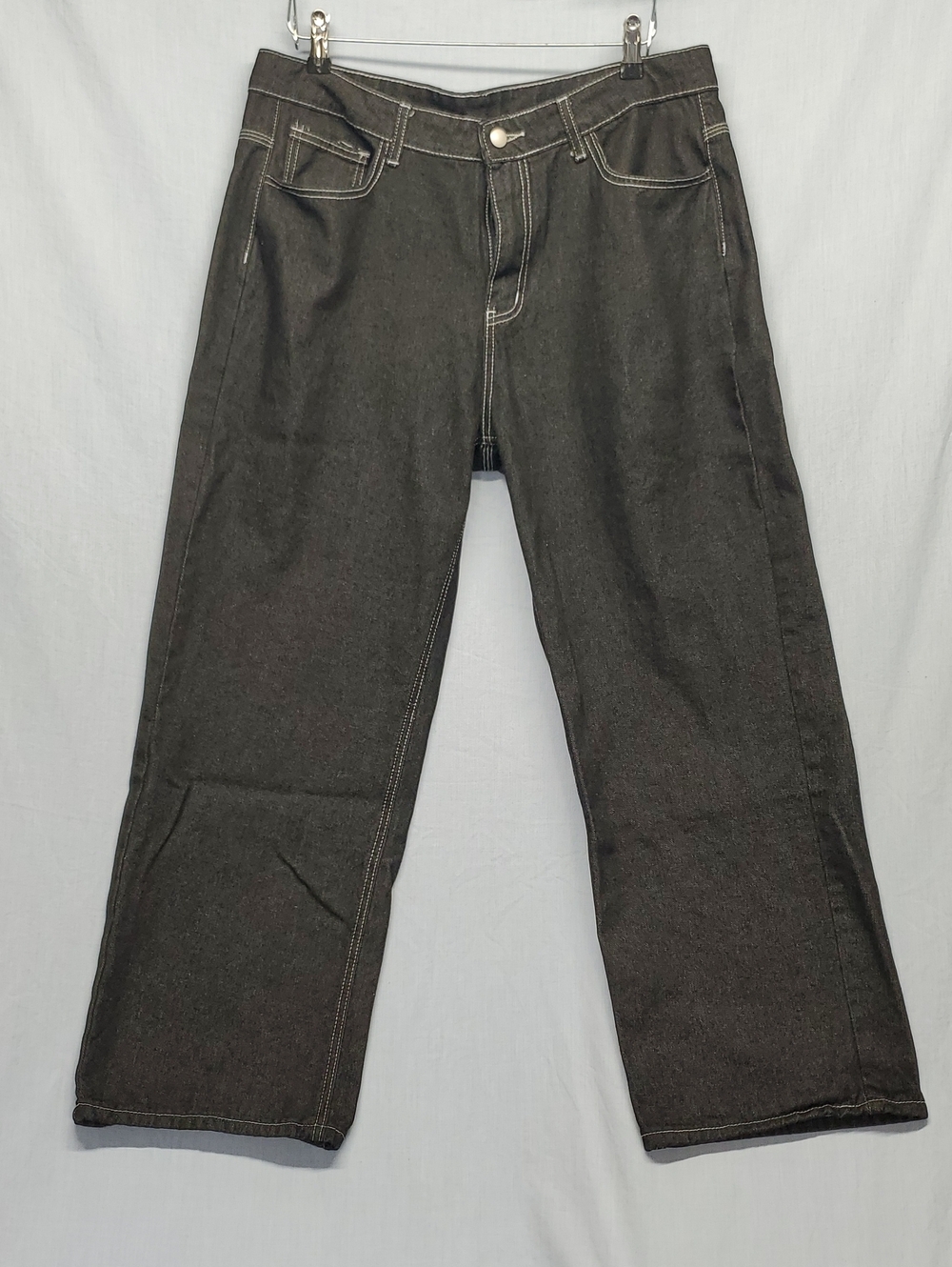 SHEIN Men's Bootcut Jeans in Dark Charcoal with Contrast Stitching #285